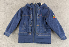 Desigual Woven Overcoat Jacket Youth Boys Size 7/8 Blue Full Zip Puffer Jean