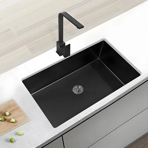 32" Black Undermount Single Bowl Kitchen Sink, 16 Gauge Stainless Steel Sink