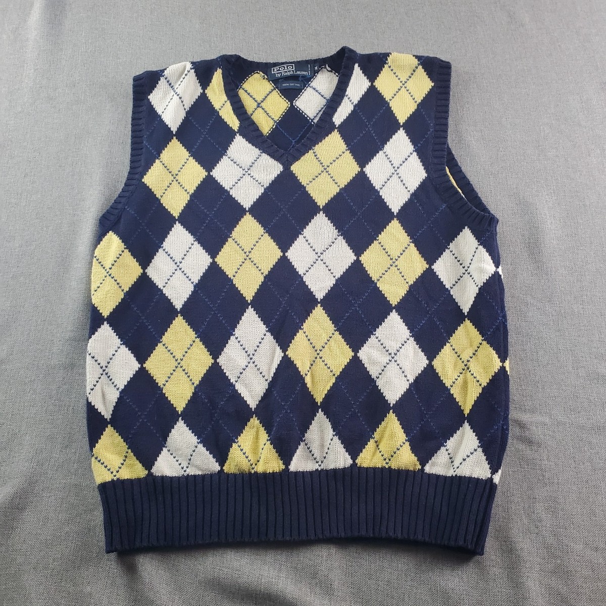 Vintage Polo Ralph Lauren Sweater Vest Mens Medium Golf Argyle 