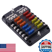 WUPP 12-Circuit Marine Fuse Block w/ LED Indicator, Negative Bus, DC 12-24V
