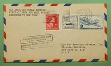 DR WHO 1946 FIRST FLIGHT PAA BRUSSELS BELGIUM TO NY USA w26033