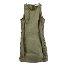 A.L.C. Valera Mini Dress Womens Size 6 Army Green Lace-Up Sides Utilitarian Sexy