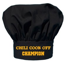 Chili Cook Off Champion Black Chef Hat, Novelty Winning Prize Adjustable Toque