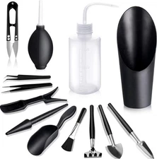 Succulent Tools, 13 Pcs Mini Garden Tool Set, Transplanting Tools Black 