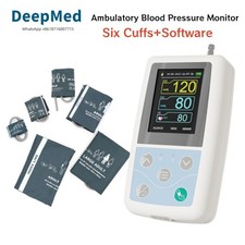 24 Hours Ambulatory Blood Pressure Monitor NIBP Holter BP USB Software 6 Cuffs