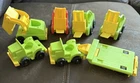 Vintage Fisher Price Little People Construction Vehicle Lot 7 Pieces Lift & Load