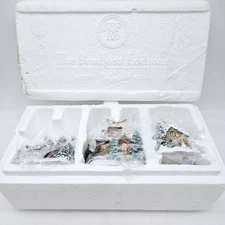 Thomas Kinkade Deer Creek Cottage Christmas Ornament Set of 3 New in Box 