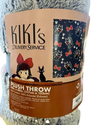 Studio Ghibli Kiki's Delivery Service & Bows Navy Burnout Icons Throw Blanket