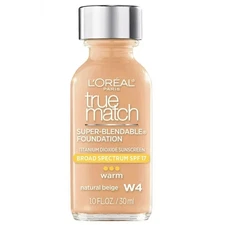 L'Oreal Paris True Match Cream Foundation Makeup, W4 Natural Beige, 1 fl oz