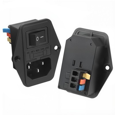 2 Stück IEC320 C14 3-in-1 Power Inlet Modul Stecker AC 250V 10A 3 Pin C14 Schalter Pow