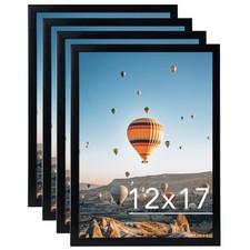 12x17 Black Picture Frame Set of 4, Horizontal and Vertical Formats for Wall ...