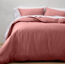 King Heavyweight Linen Blend Duvet  Sham Set Rose - Casaluna