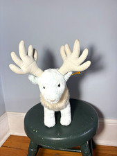 Steiff Friends Plush Reindeer/Deer Light Blue w/ Tan Fur Collar, Button in Ear