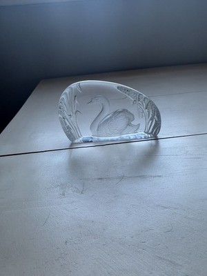 Set of Three Wedgwood Glass Paperweights Birds Engraved Heron, Swan,  Kingfisher