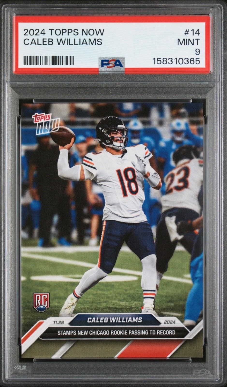 2024 Topps Now — Caleb Williams — ROOKIE — 🐻 TD Record  — MINT PSA 9