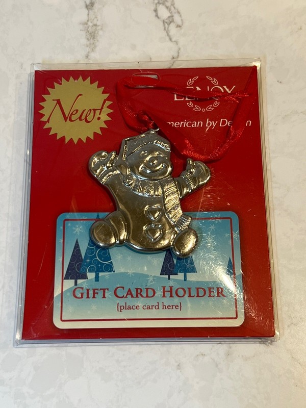 New Lenox Metal Silver Snowman Holiday Birthday Ocassion Gift Card Holder