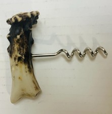 Vintage T-Handle Antler Corkscrew Rustic Primitive Bar Ware