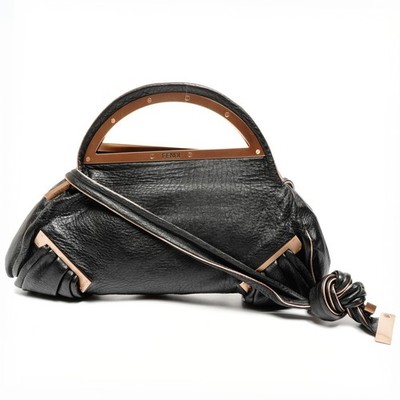 Authentic FENDI Leather Smile 2way Shoulder Bag black WS25622 | eBay