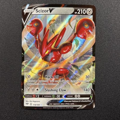 Scizor V 118/189 Swsh03: Darkness Ablaze Holo Full Art Near Mint NM