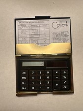 Vintage Colibri Card Holder And Solar Calculator Gold Tone Metal
