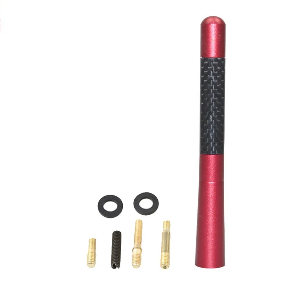 Nueva antena corta de coche de 4,7 pulgadas de aluminio FM/AM radio rojo fibra de carbono apta para MAZDA Foto 2 de 4