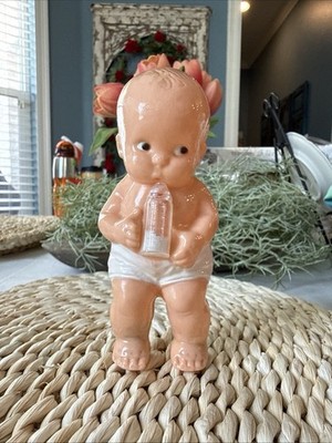 Vintage Irwin Baby Doll with Bottle and Diaper Plastic Made In USA 1950's Toy