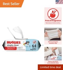 64 Count Simply Clean Unscented Wipes - Ideal for Hands, Faces  Baby Bottoms