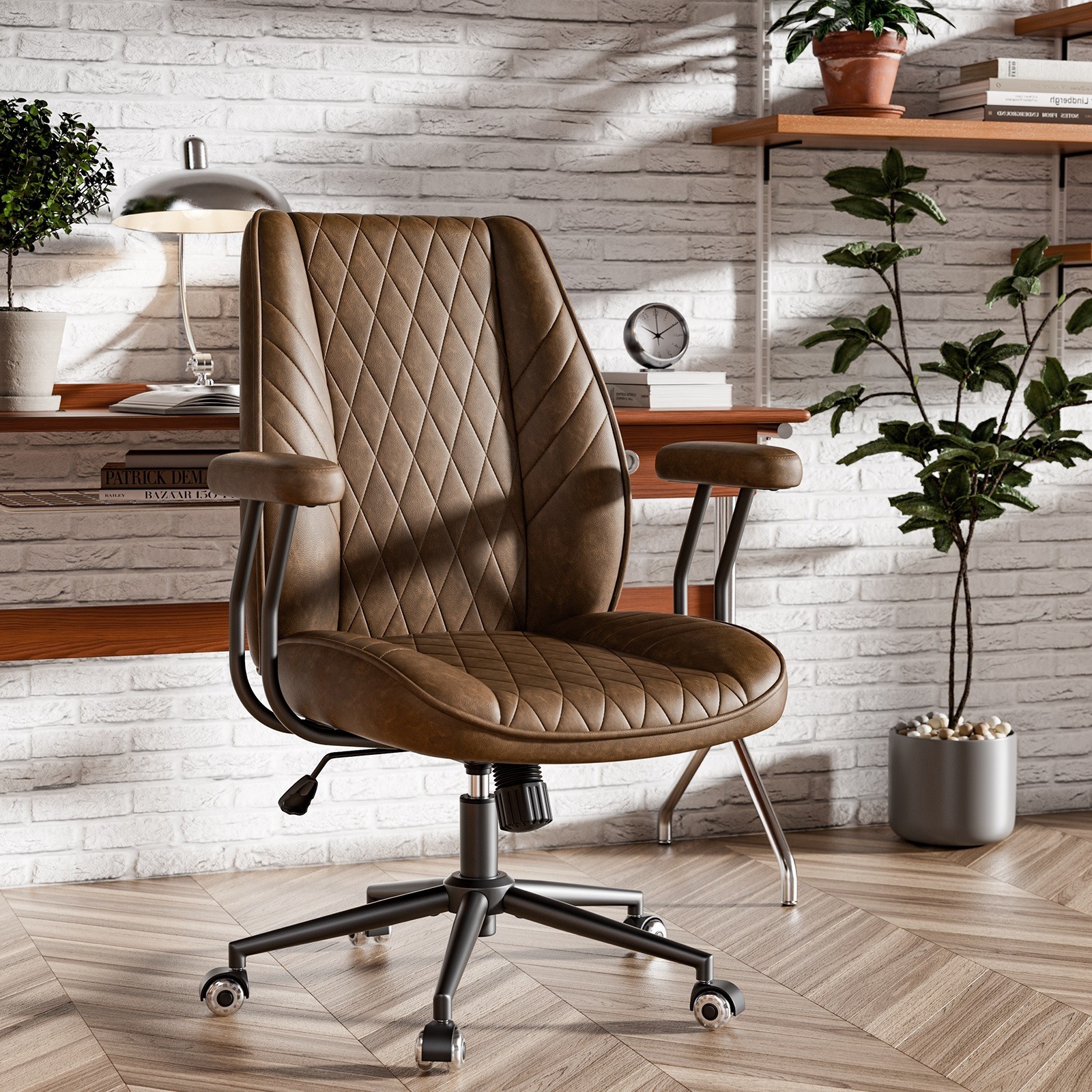 Big and Tall Leather Office Chair 350LBS Ergonomic Swivel Adjustable Desk Chair