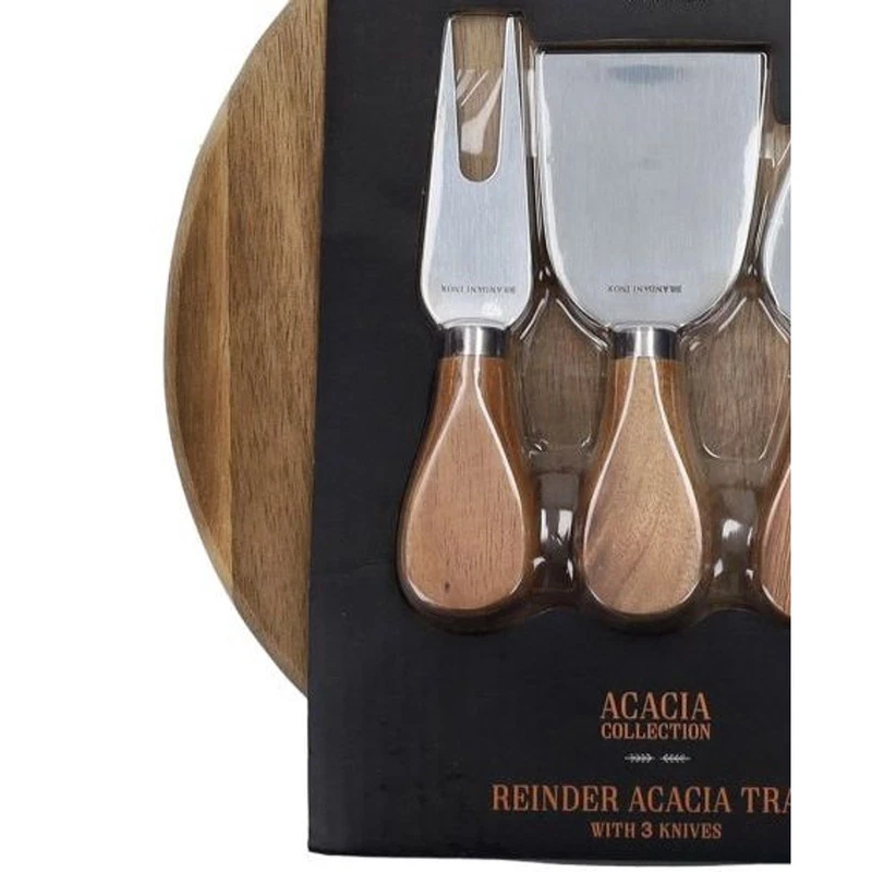 Tagliere Renna Legno di Acacia con 3 Coltelli Formaggio BRANDANI Natale, fotografia 4 di 9