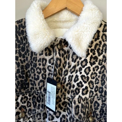 NWT $1195 R13 Mens Lyle Sherpa Lined Leopard Trucker Coat Jacket Size M image 12