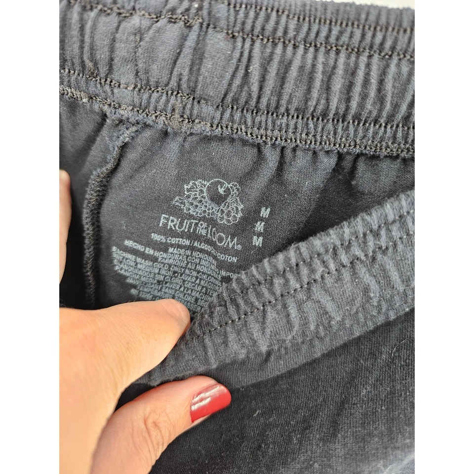 Pantalón de algodón elástico de pierna ancha de tiro alto azul marino Fruit of the Loom para hombre talla M Foto 2 de 3