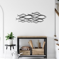 School of Fish Metal Wall Art,Coastal Ocean Theme Wall Sculpture Home Decor