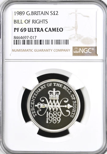 1989 £2 Silver Bill Of Rights NGC PF69 Proof Two Pound Great Britain