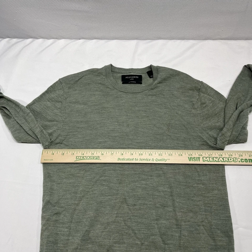 Suéter Allsaints Mode Merino Para Hombre Talla Grande Verde Cuello Redondo Lana Ligero Foto 4 de 4