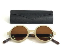 Matsuda Sunglasses M1005 MNR Yellow Tortoise Round Frames with Dark Brown Lenses