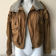 Label Lab Cotton/nylon Short Jacket Soft Cotton Collar, Sand, Uk Size 12 Rrp £65