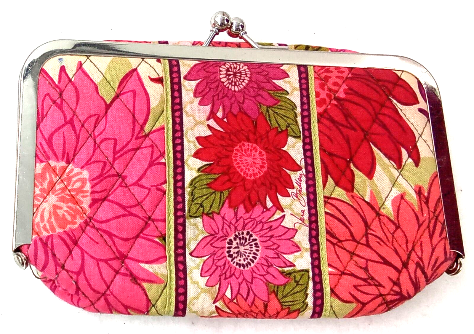 Vera Bradley Retired Raspberry Fizz Floral Kiss Lock Cosmetic Clutch Wallet