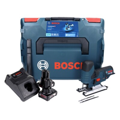 Bosch GST 12V-70 Akku Stichsäge 12 V 70 mm + 2x Akku 6,0 Ah + Ladegerät + L-Boxx