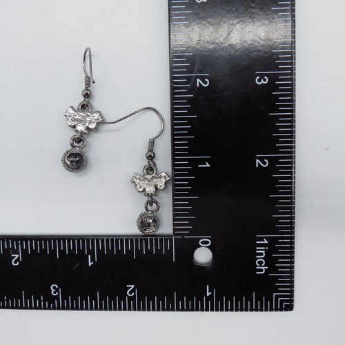 Zierliche Ohrhänger blau Strass gunmetal grau süß Boho - Bild 3 von 12