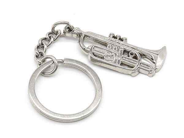 Cornet Keyring - Music Gift - Metal Cornet Keyring - Brass Band Gift