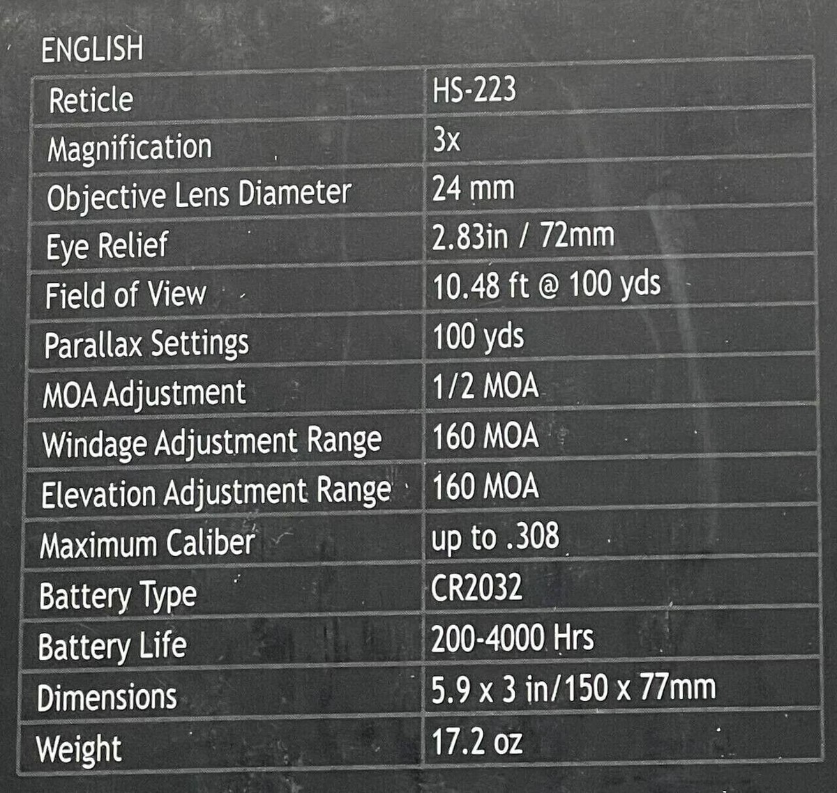 Sightmark 3x24 HS-223 プリズムサイト ブラック　中古 Sightmark 3x24 HS-223 プリズムサイト ブラック 中古 Sightmark