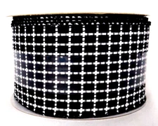 Celebrate! Harvest Black White Checkered Wire Edges Spool Ribbon 2.5 In X 15 Ft