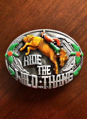 Western Black Python Belt Horse Head Brown Enamel Belt Buckle