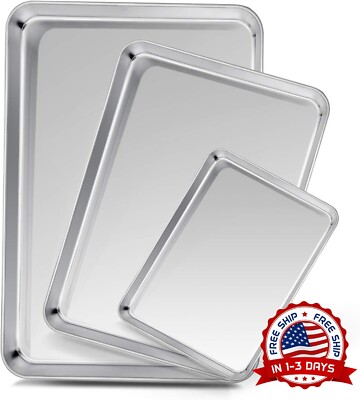 Juego De 3 Bandejas Para Hornear Bandeja Para Hornear De Acero Inoxidable NUEVO