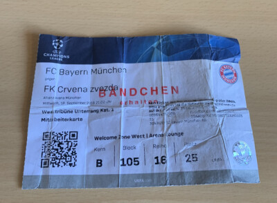 Sammler Ticket FC Bayern München  - FK Roter Stern Belgrad (Crvena Zvezda)