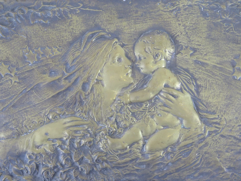 SCULTURA ANTICA IN BRONZO BASSORILIEVO ART NOUVEAU STILE LIBERTY PLACCA SF - Immagine 2 di 4