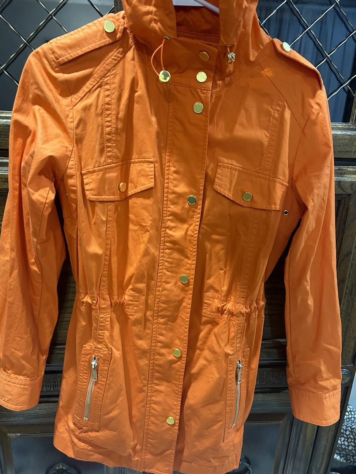 Giacca con cappuccio arancione Michael Kors donna taglia XS nuova con etichette!