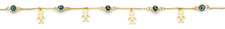 NEW 14K YELLOW GOLD BLUE EVIL EYE BOY CHARMS BRACELET