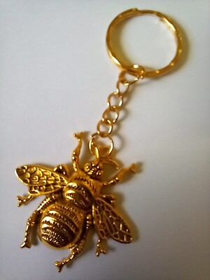 Queen Honigbiene goldener Schlüsselring Tasche Bienenstock Charm handgefertigt UK LAGER VERFOLGTER POST