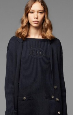 NWT 20P CHANEL WHITE RIBBED KNIT CC LOGO BUTTONS MINI DRESS NWT 20P CHANEL WHITE RIBBED KNIT CC LOGO BUTTONS MINI DRESS